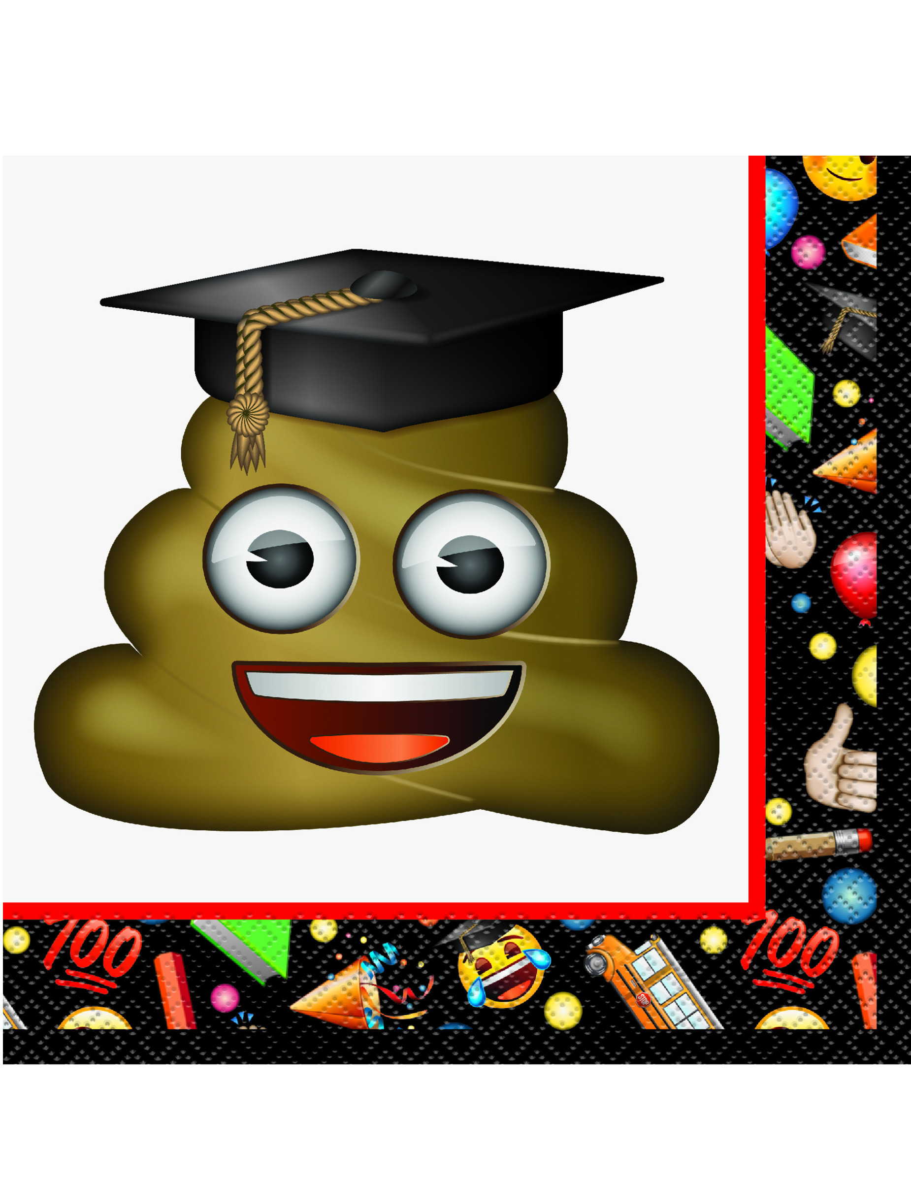 16 Serviettes en papier Emoji diplômé 33 x 33 cm