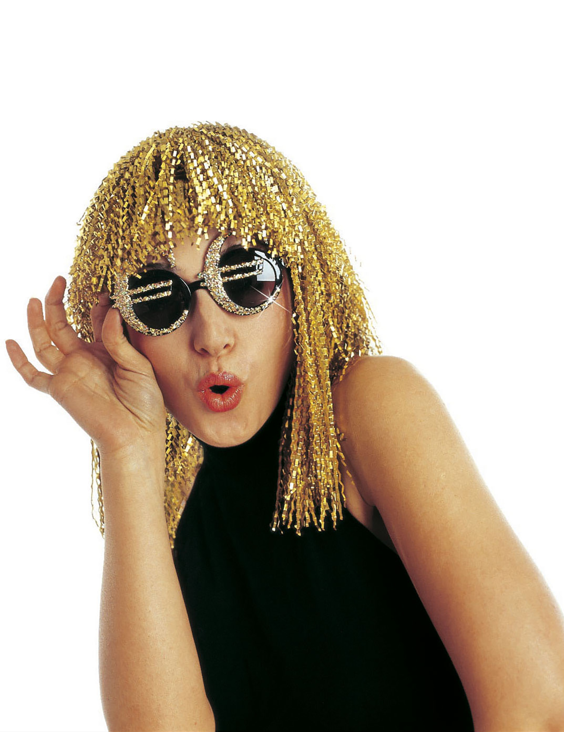 Lunettes euro dorées à paillettes adulte