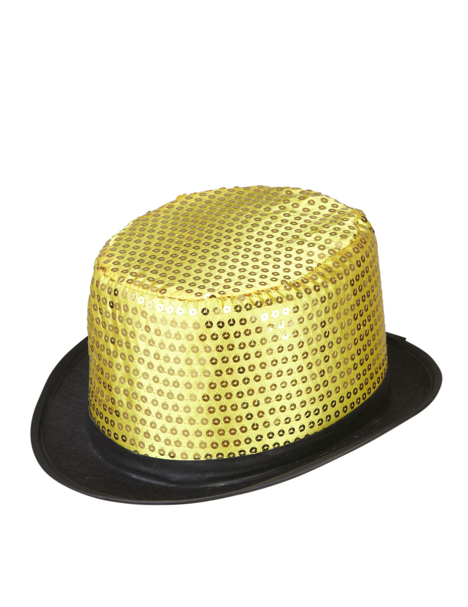 Chapeau haut de forme doré à sequins contour noir adulte