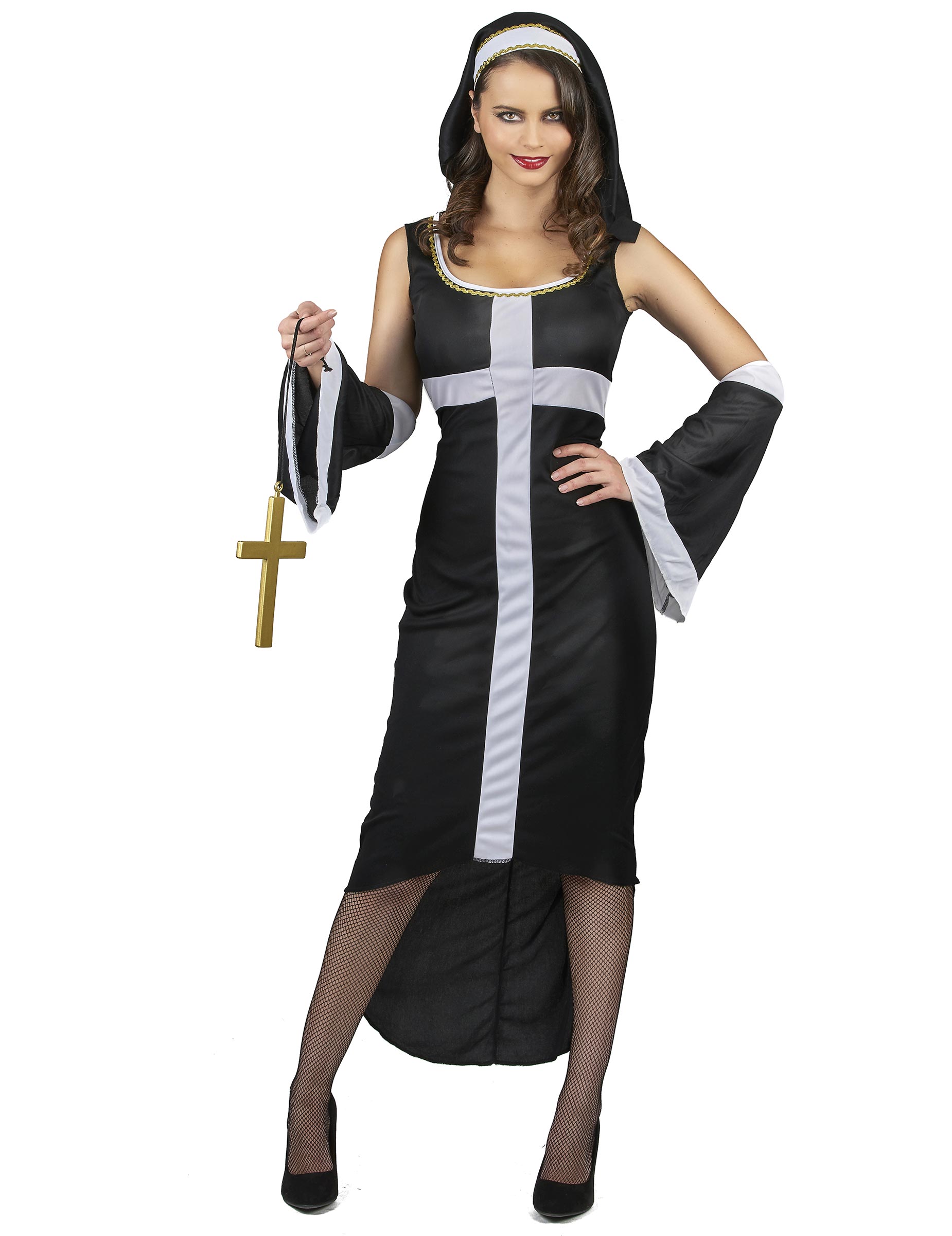 Déguisement nonne sexy croix blanche femme
