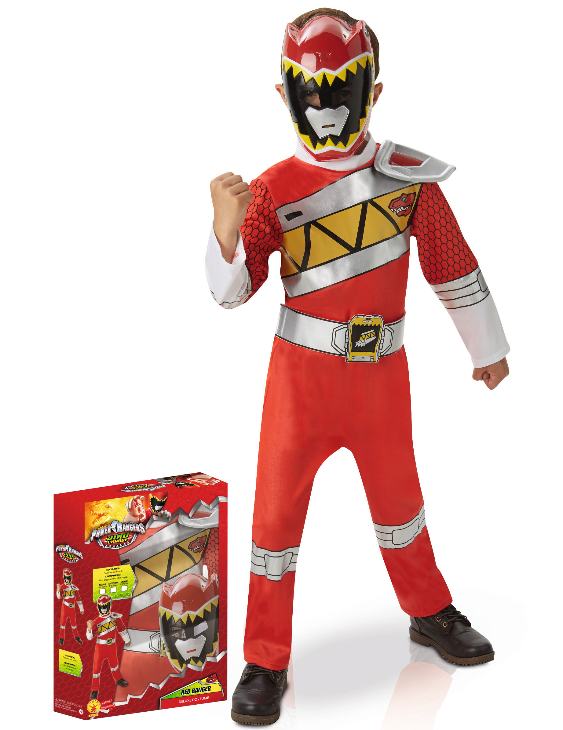 Coffret déguisement luxe Power Rangers Rouge Dino Charge enfant