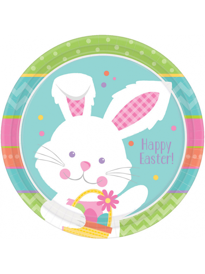 8 Assiettes en carton Lapin de Pâques 23 cm