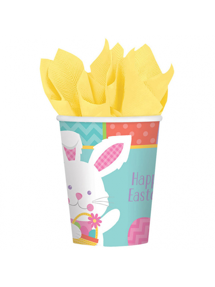 8 Gobelets en carton Lapin de Pâques 266 ml