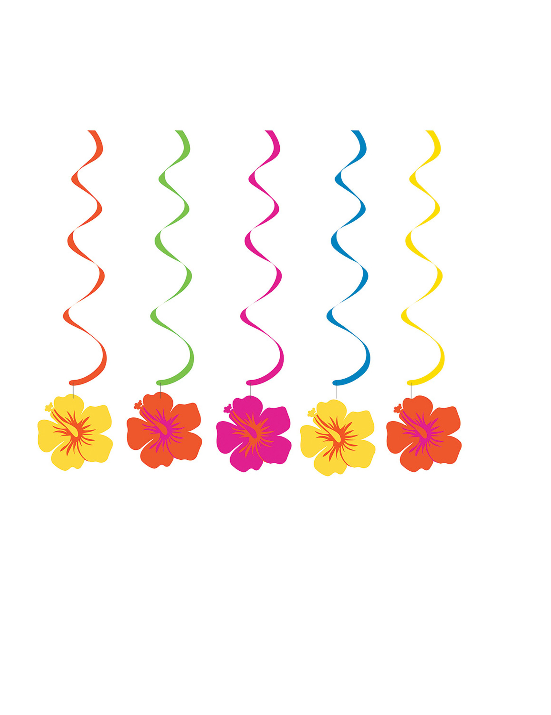 5 Suspensions spirales fleurs Hawaïennes