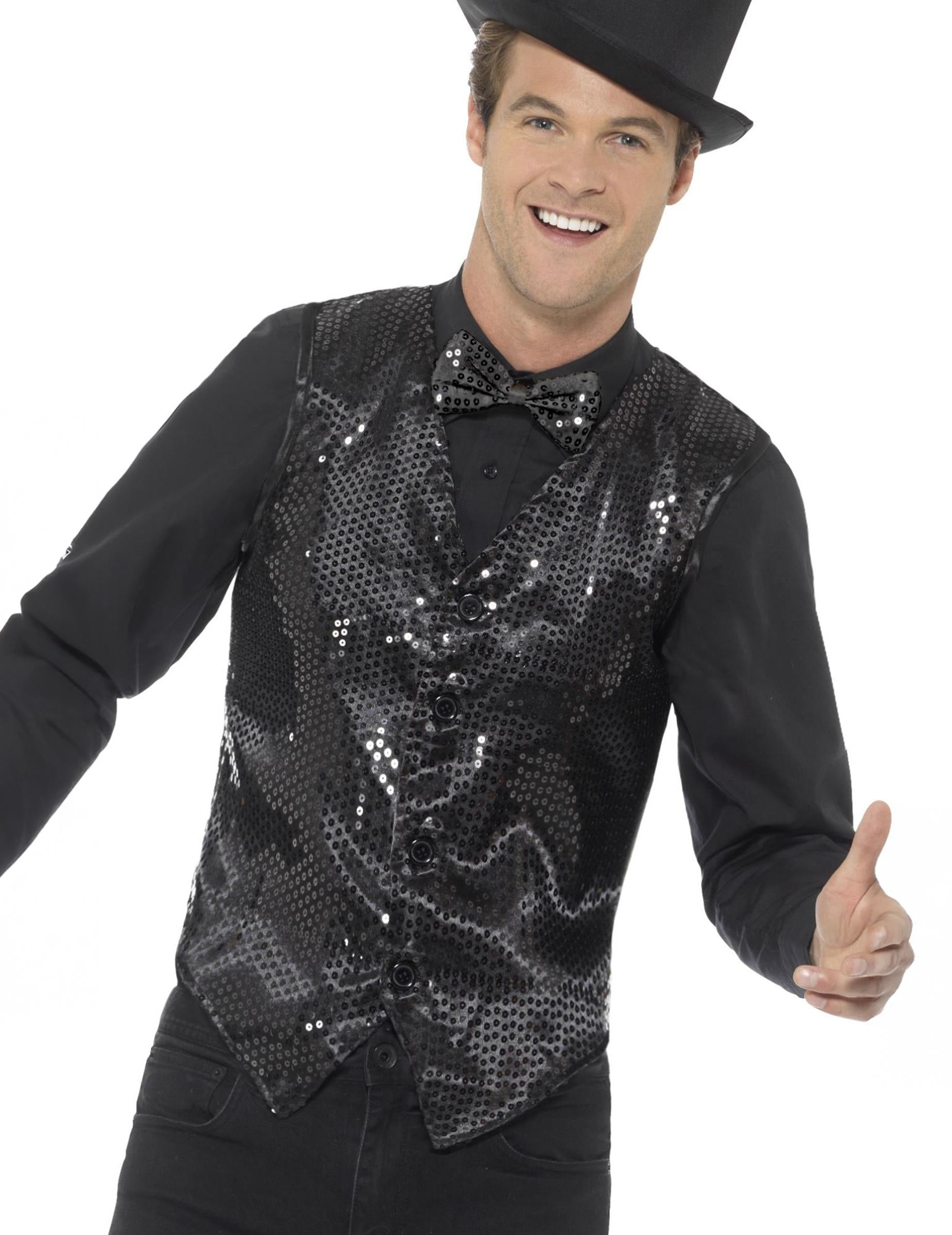 Gilet noir à sequins adulte