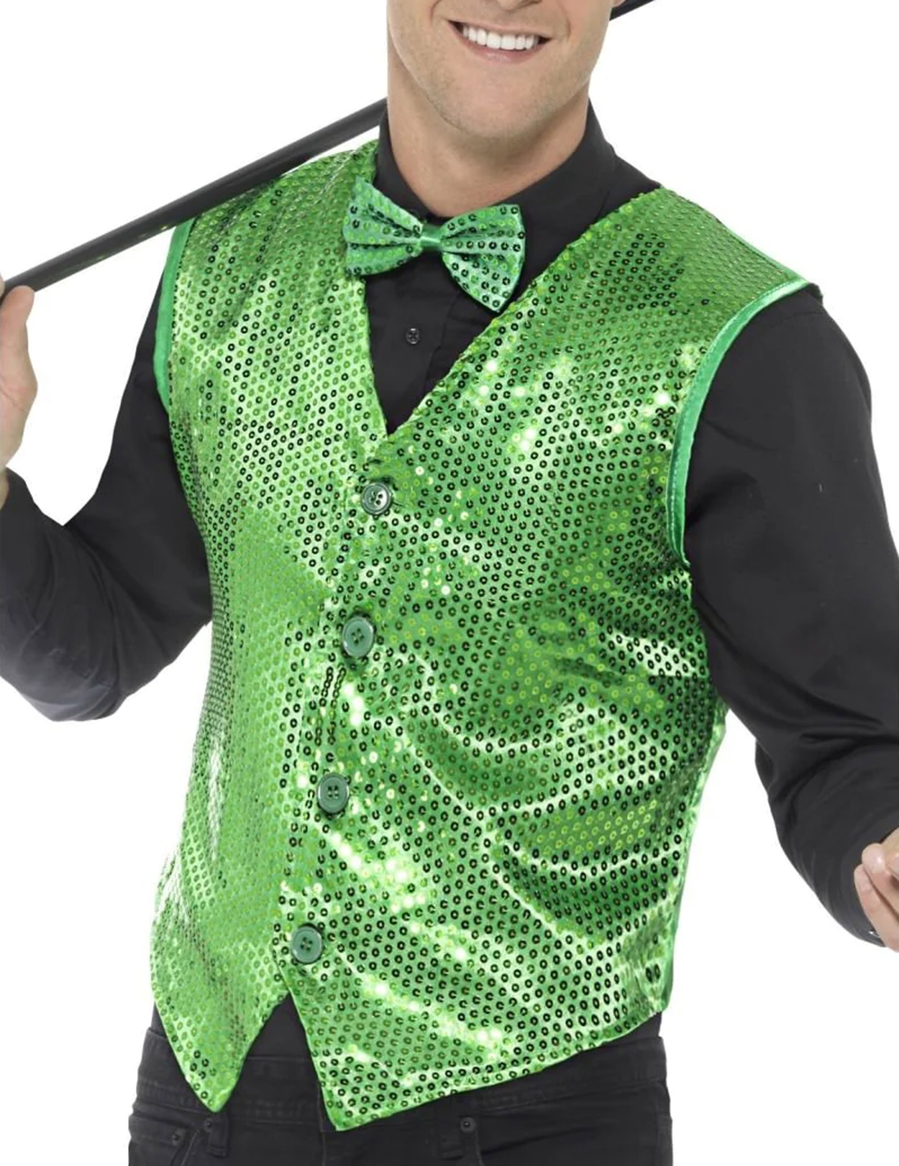 Gilet vert à sequins adulte
