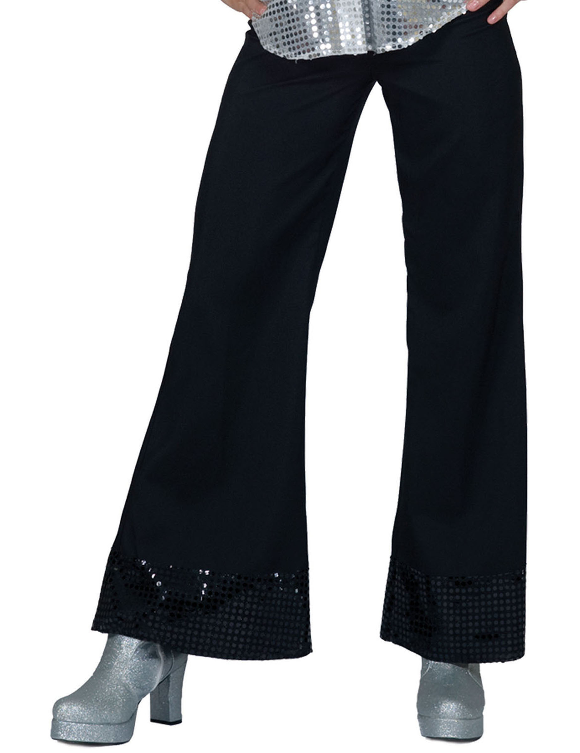 Pantalon disco noir avec sequins sur le bas femme