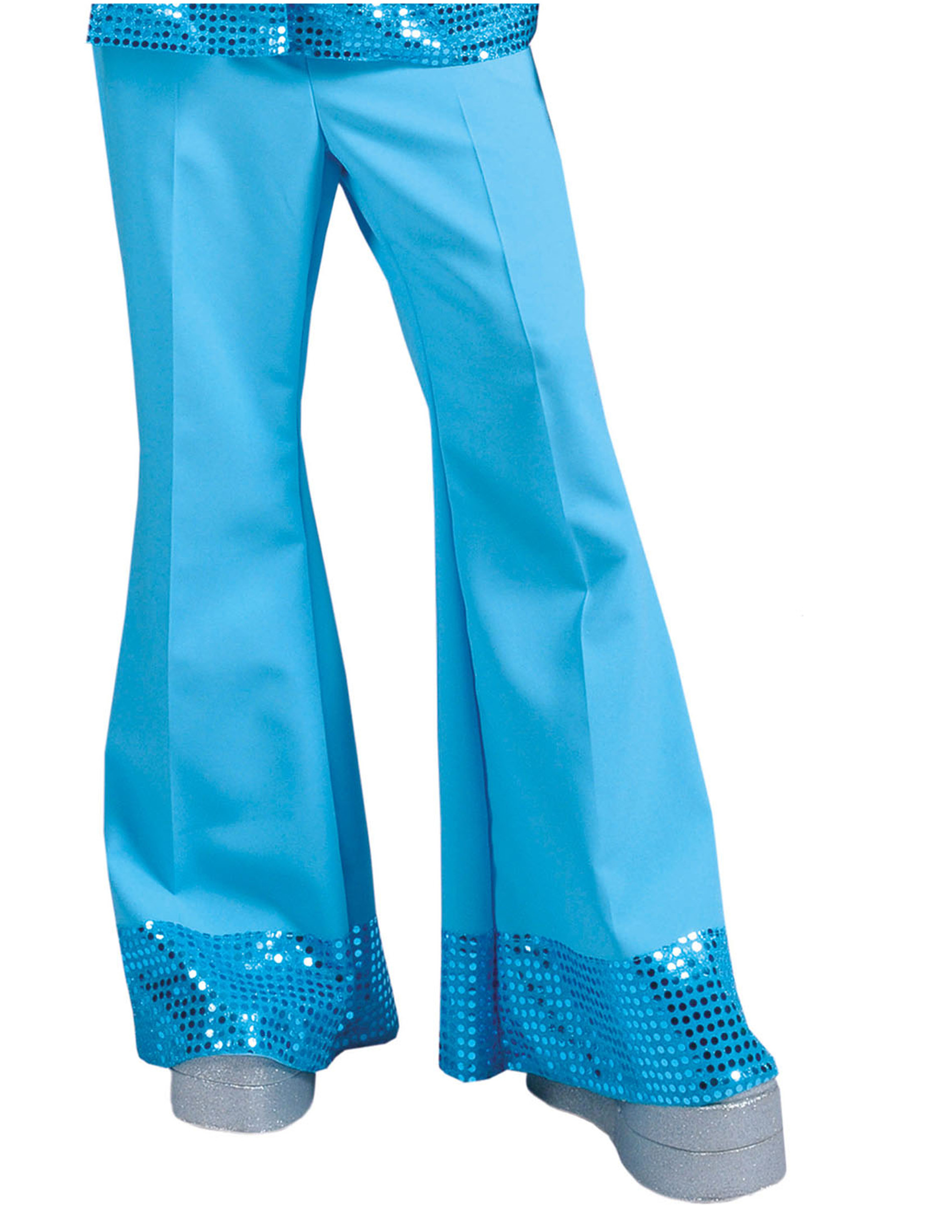 Pantalon disco bleu avec sequins sur le bas homme
