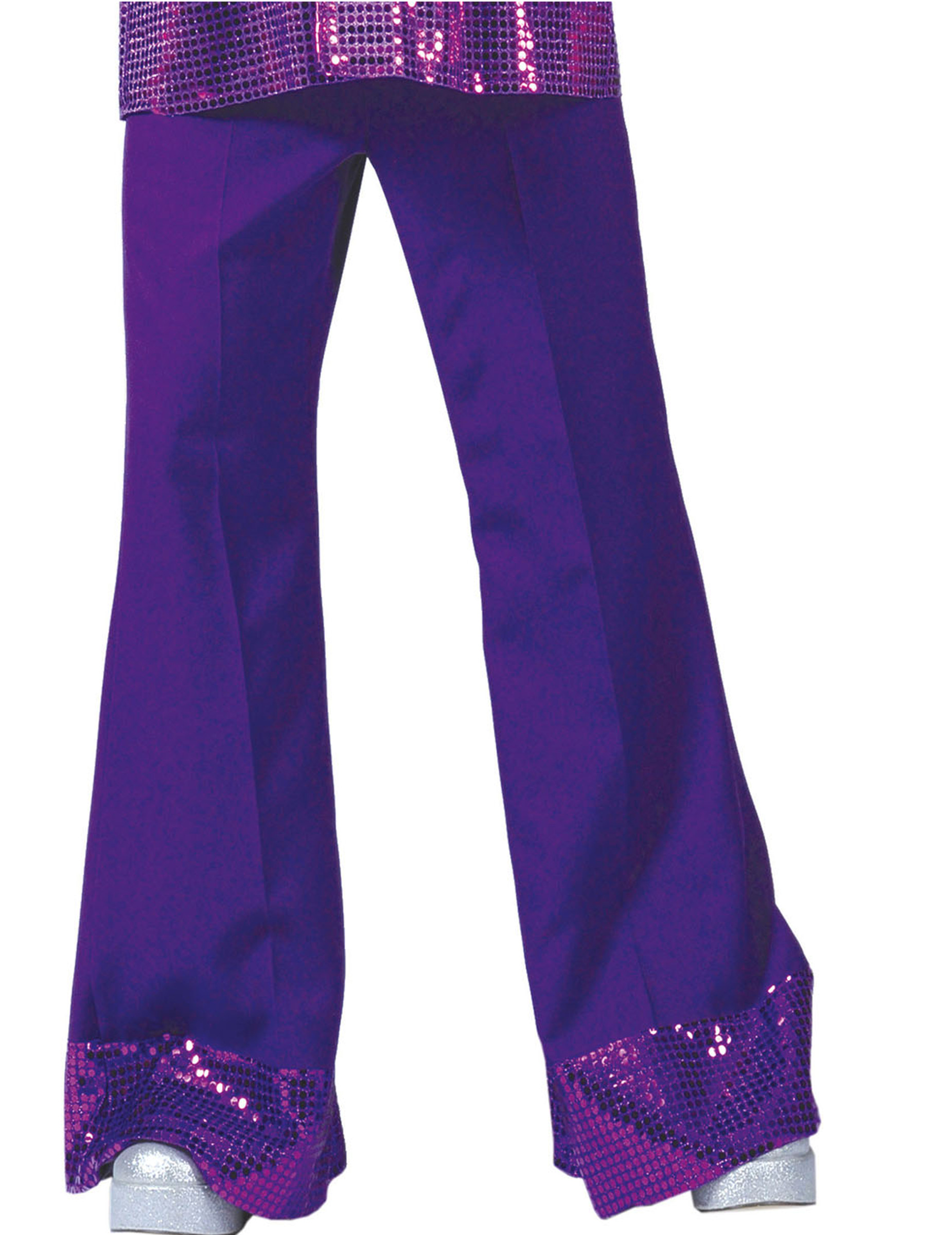 Pantalon disco violet avec sequins sur le bas homme