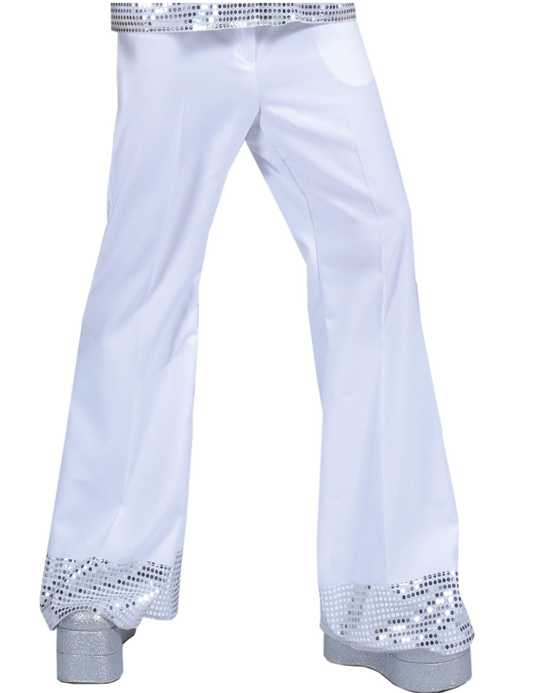 Pantalon disco blanc avec sequins sur le bas homme