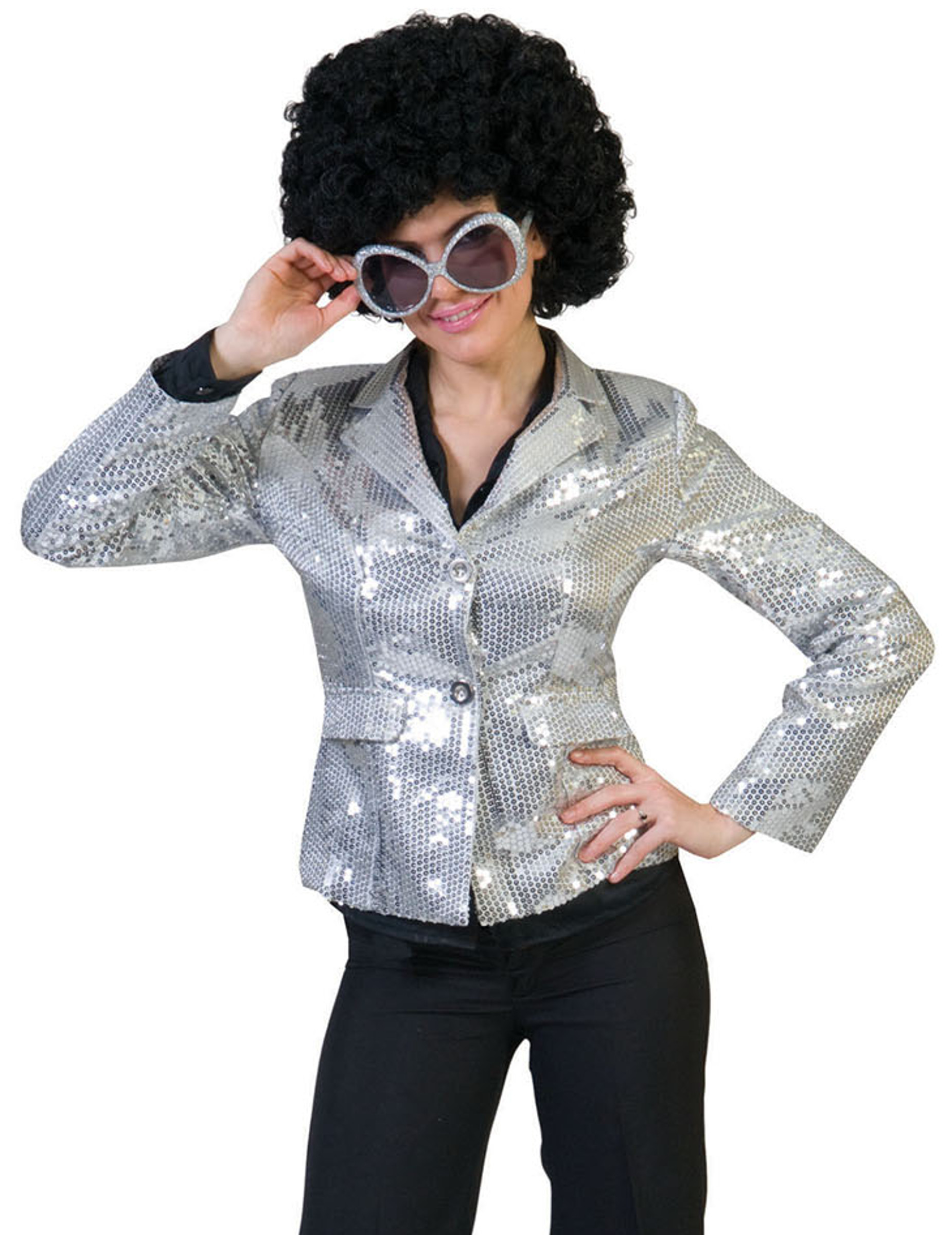 Veste disco argent à sequins luxe femme