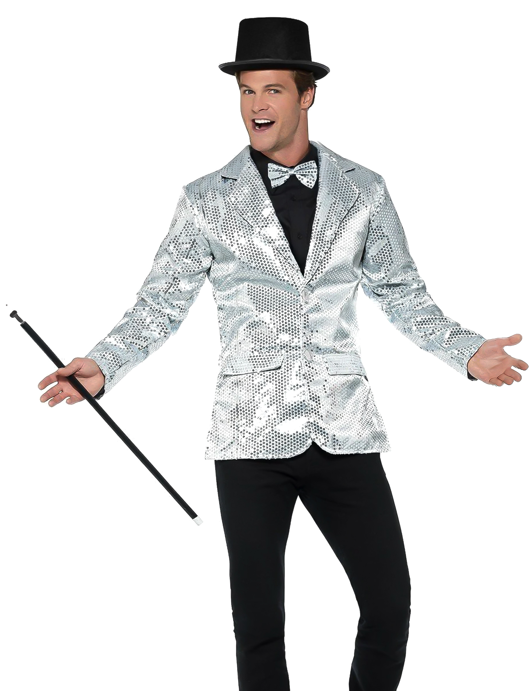 Veste disco argent à sequins luxe homme