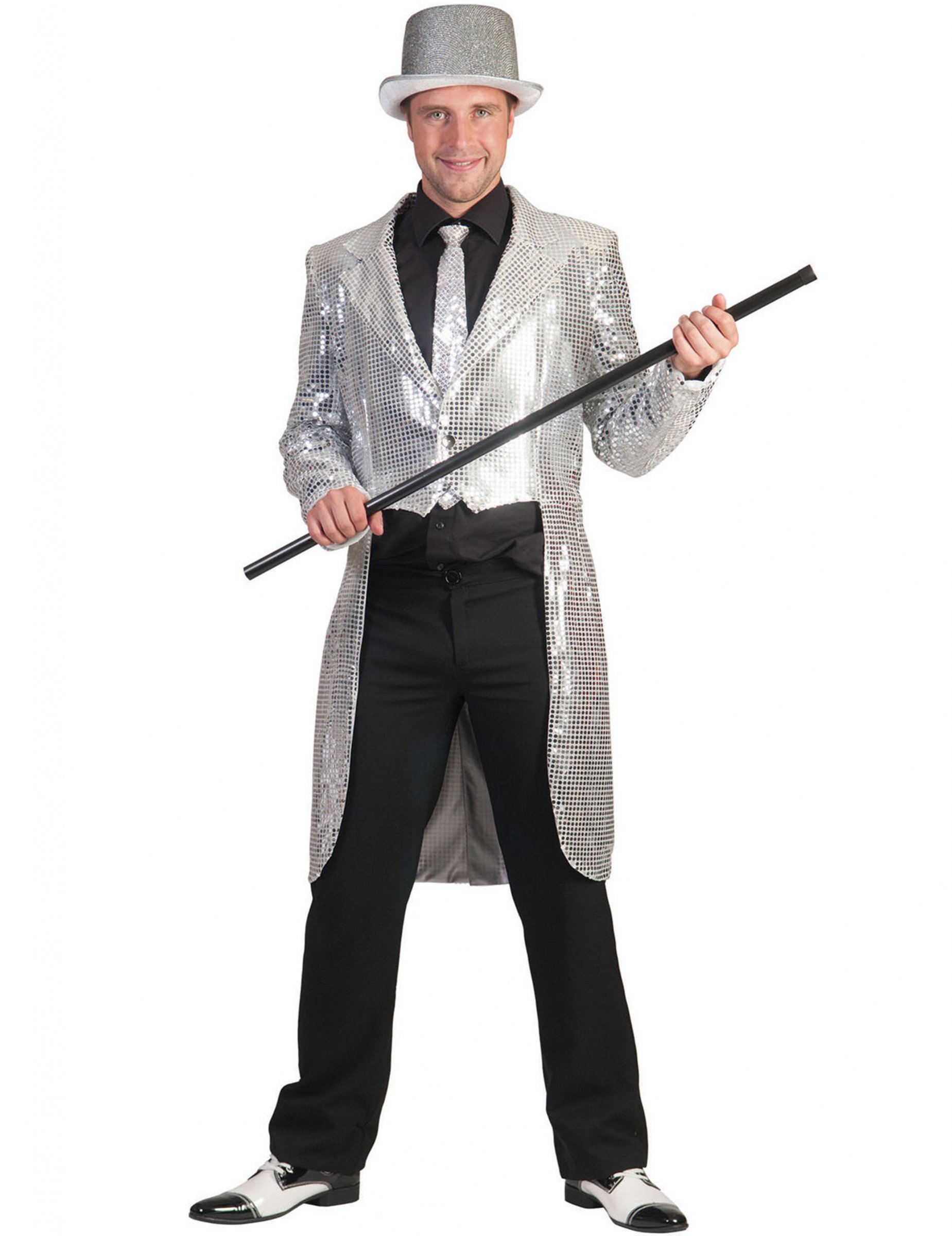 Queue de pie argent à sequins homme
