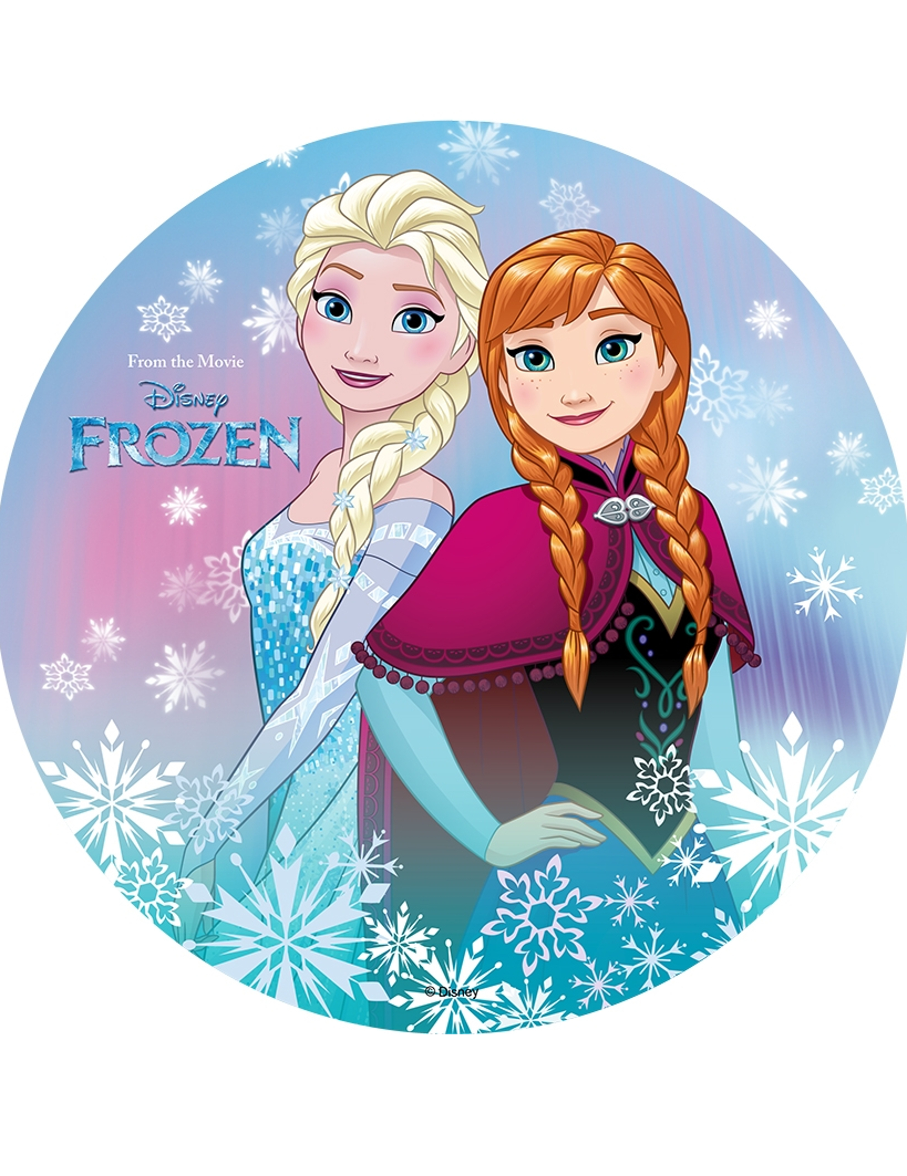 Disque Anna et Elsa azyme La Reine des Neiges 20 cm