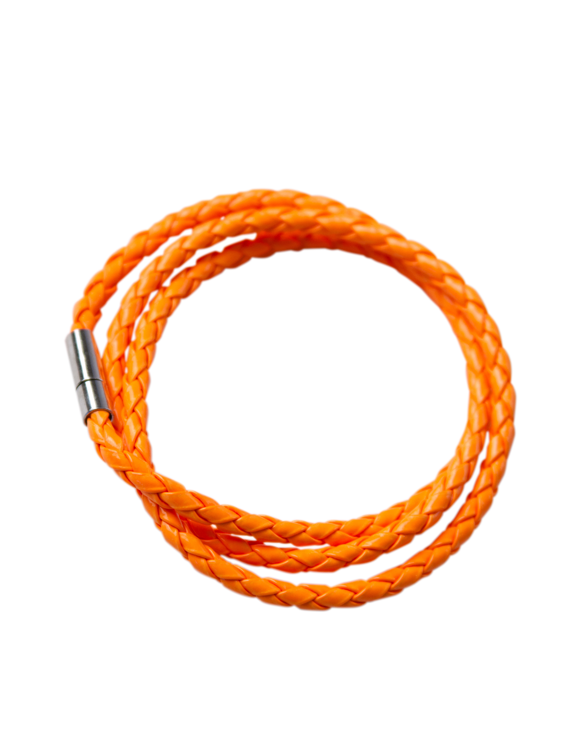 Bracelet tressé orange fluo adulte