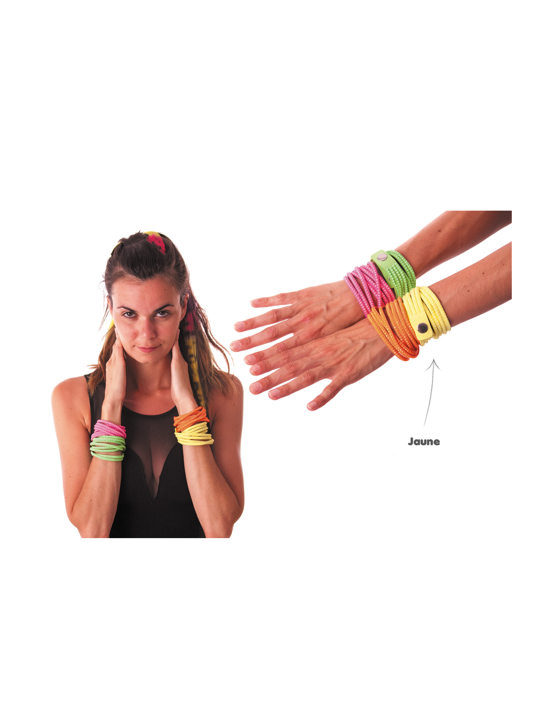 Bracelet fashion jaune fluo adulte