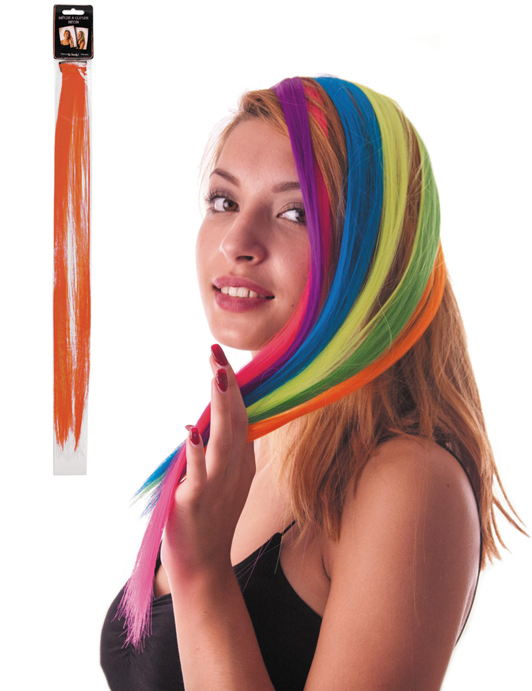 Mèche orange à clipser pour cheveux