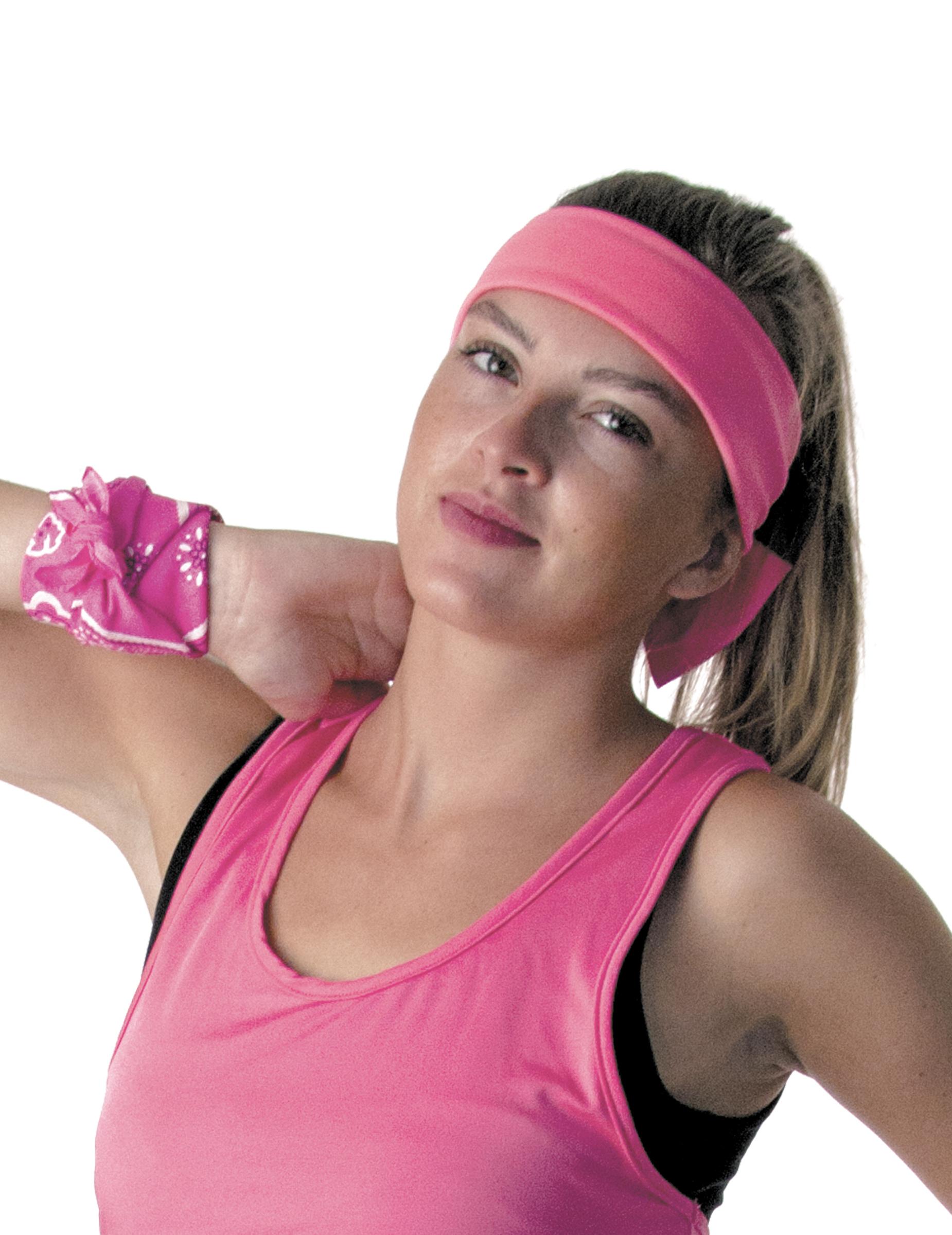 Bandeau rose fluo 80's adulte