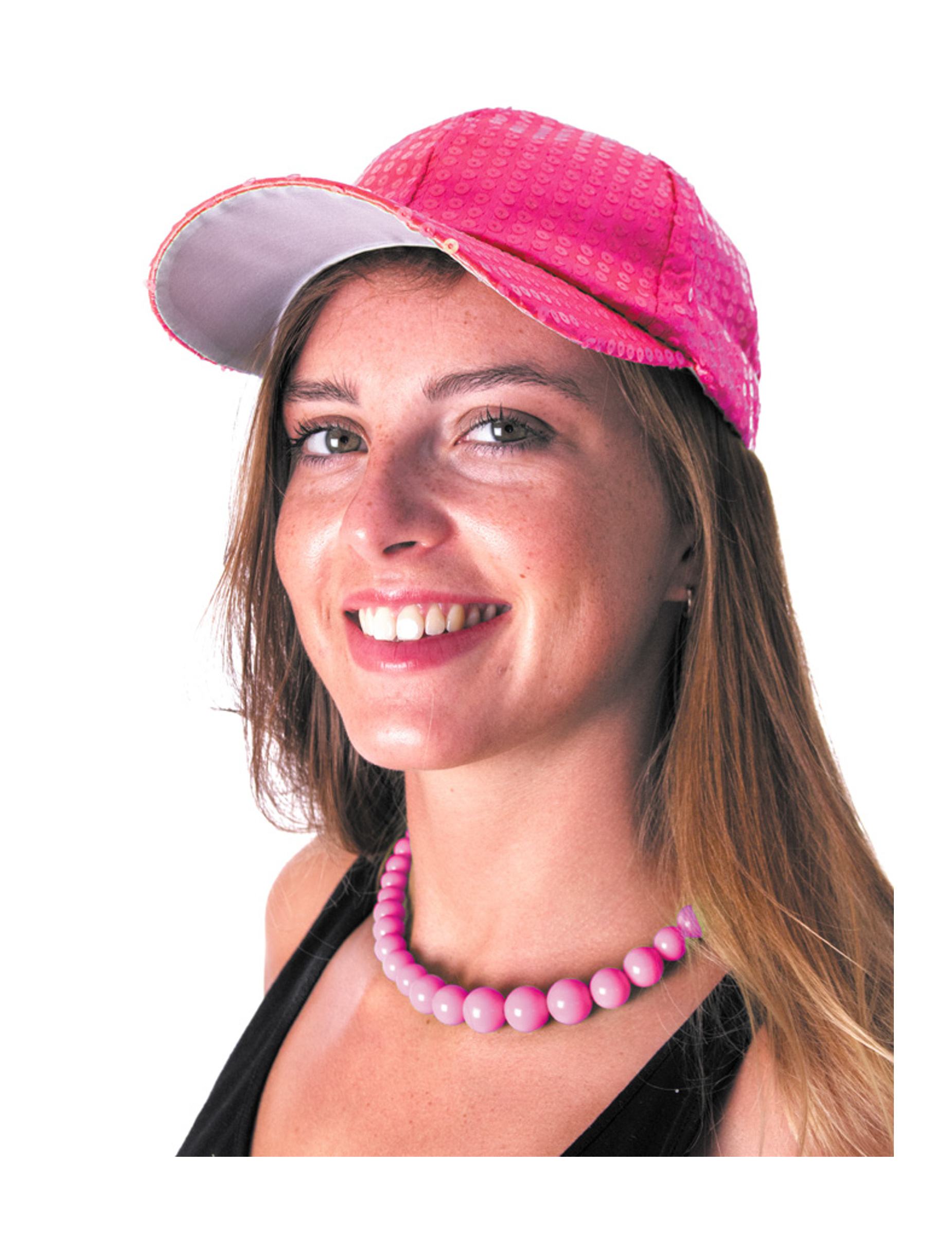 Casquette sport à sequins rose adulte