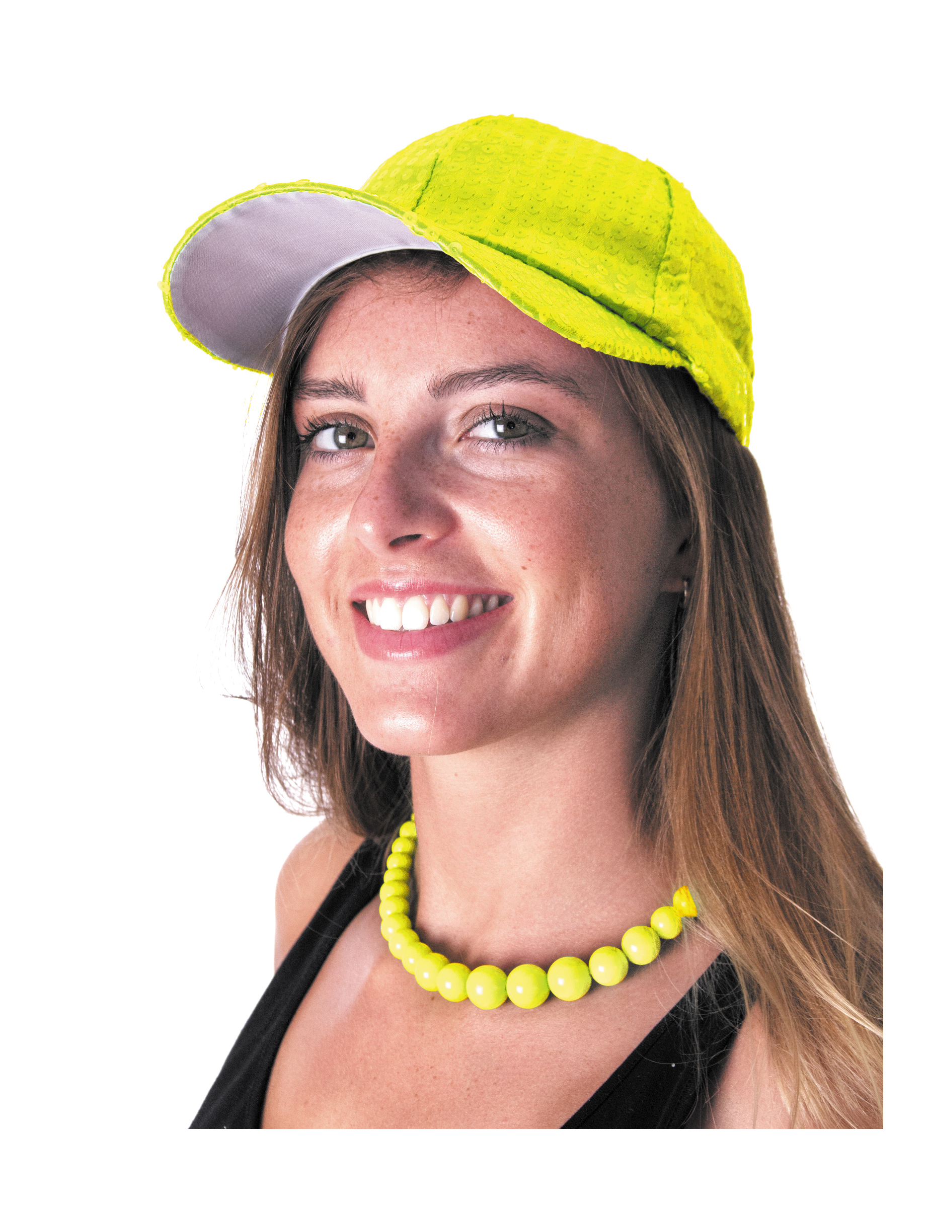 Casquette sport à sequins jaune adulte
