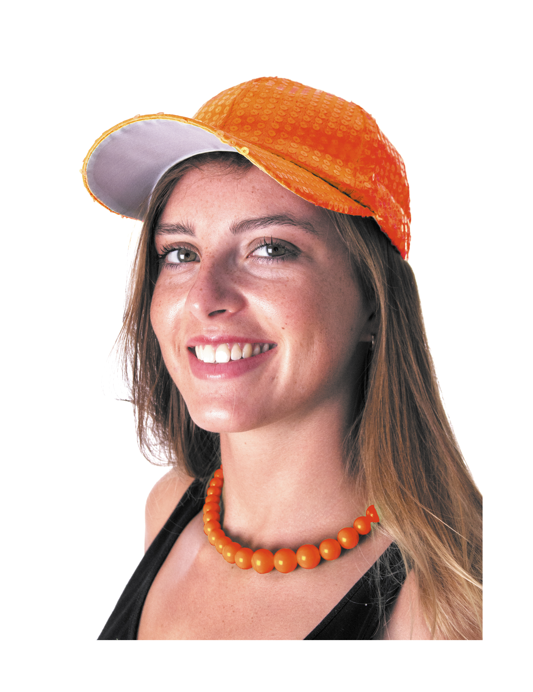 Casquette sport à sequins orange adulte