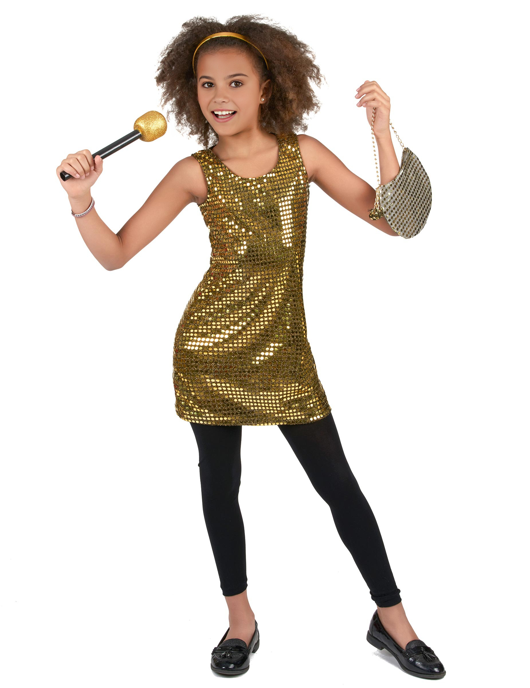 Déguisement disco paillettes or fille