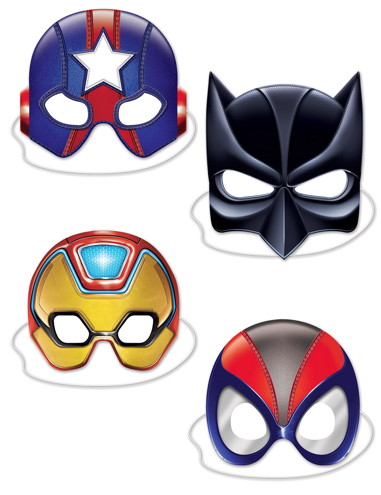 4 Masques de super héros en carton