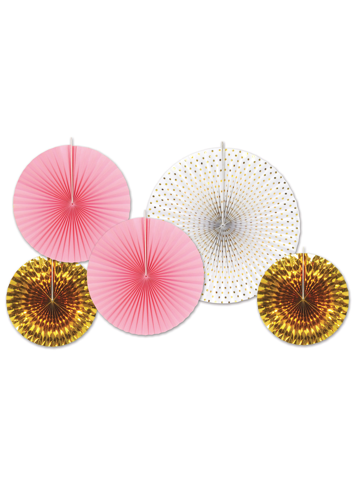 5 Rosaces en papier rose et or