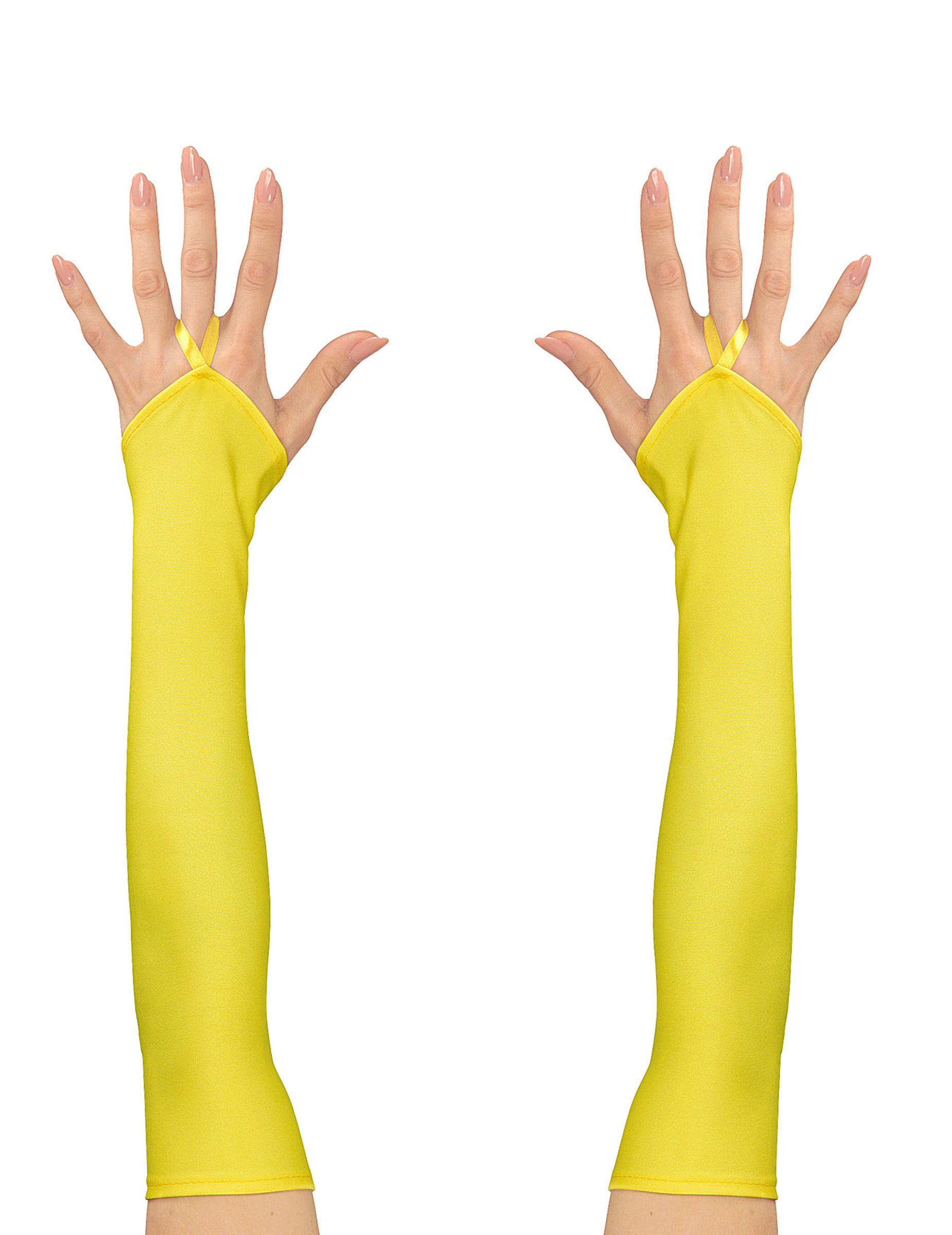 Mitaines longues jaunes fluo femme