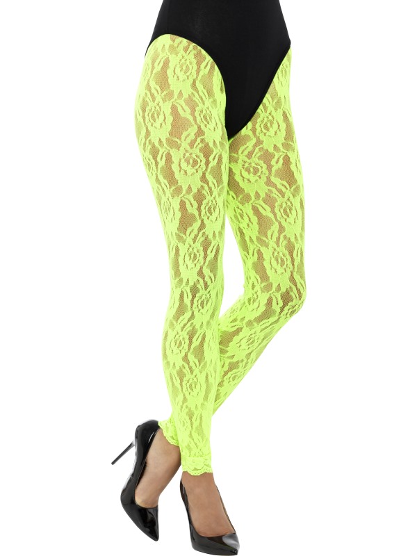 Legging dentelle vert fluo femme