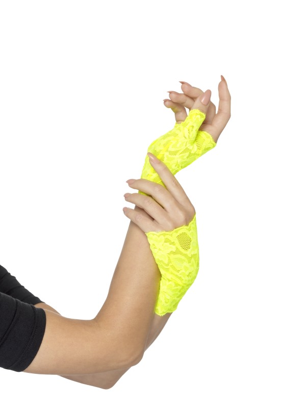 Mitaines dentelle jaunes fluo femme