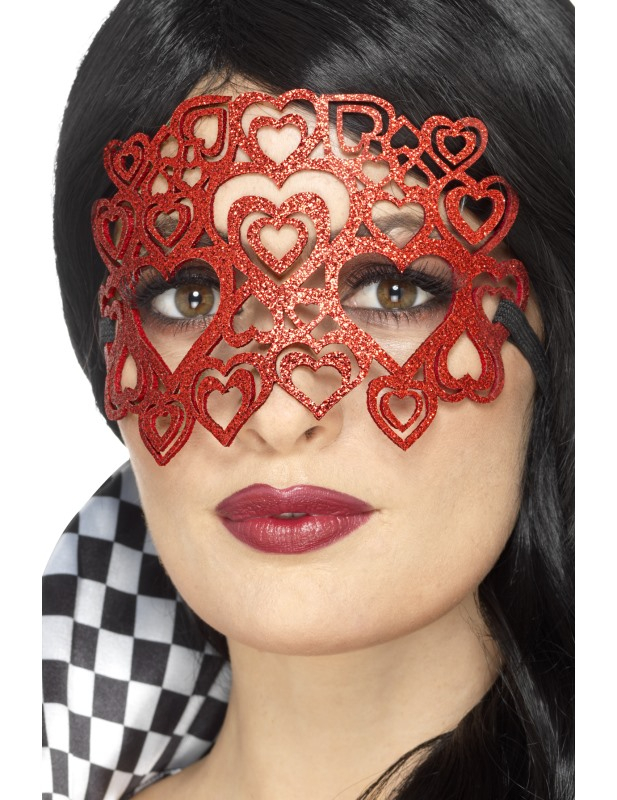 Masque à paillettes coeurs rouges adulte