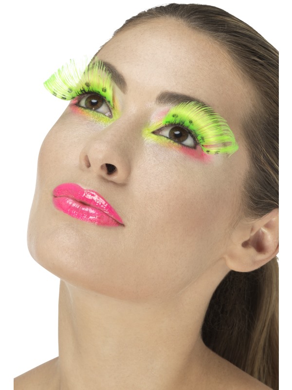 Faux cils longs à pois verts fluo adulte