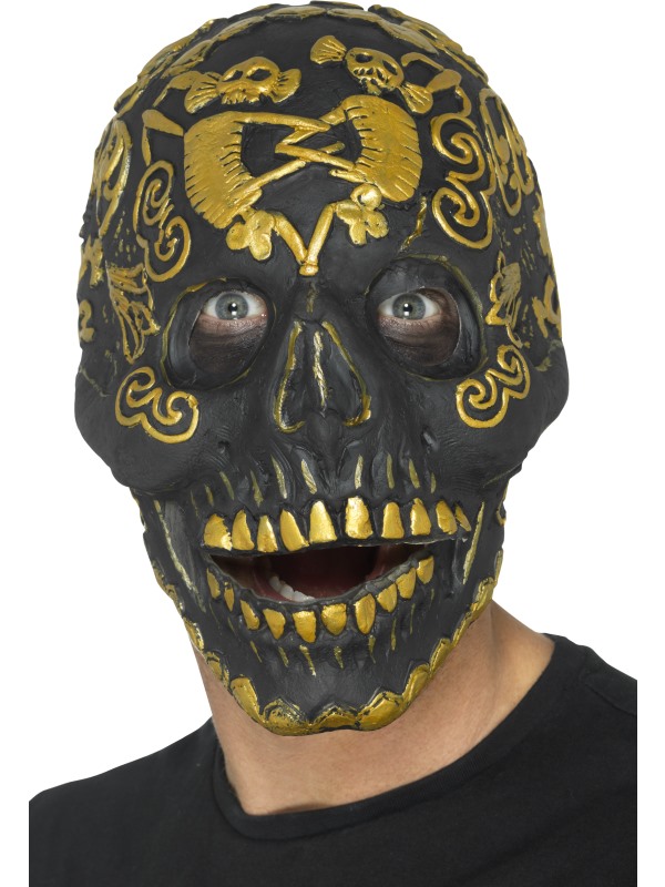 Masque bal masqué tête de mort doré adulte Halloween