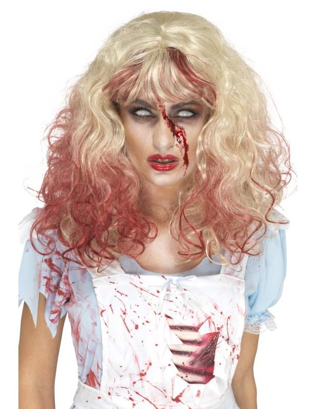 Perruque blonde ensanglantée femme Halloween