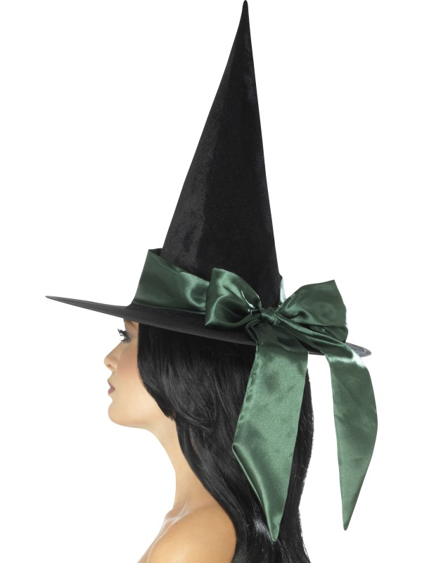 Chapeau noir avec noeud vert femme Halloween