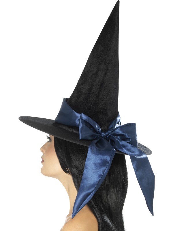 Chapeau noir avec noeud bleu nuit femme Halloween
