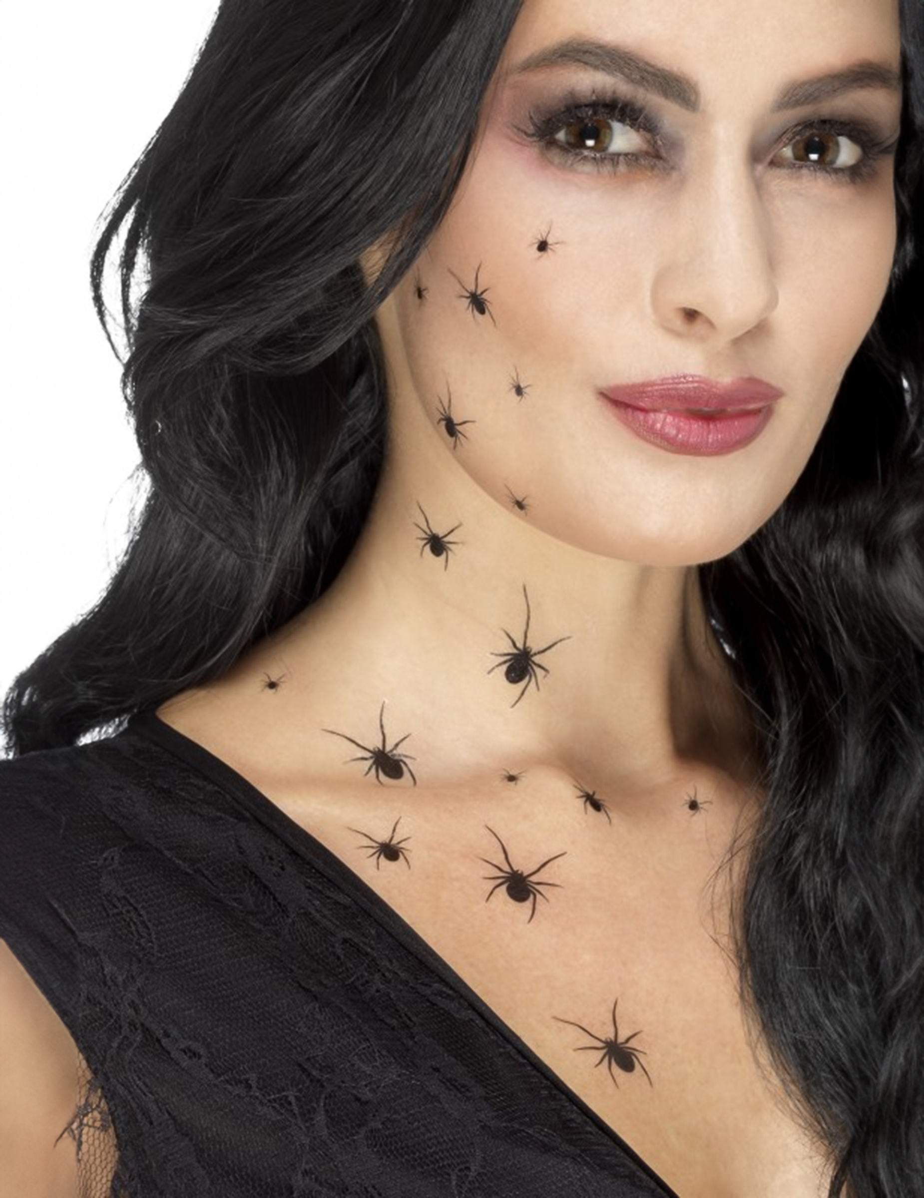 Tatouages temporaires araignées femme Halloween