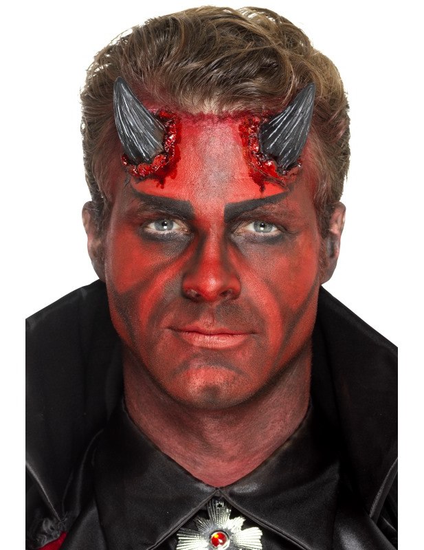 Prothèse latex cornes du diable noires adulte Halloween