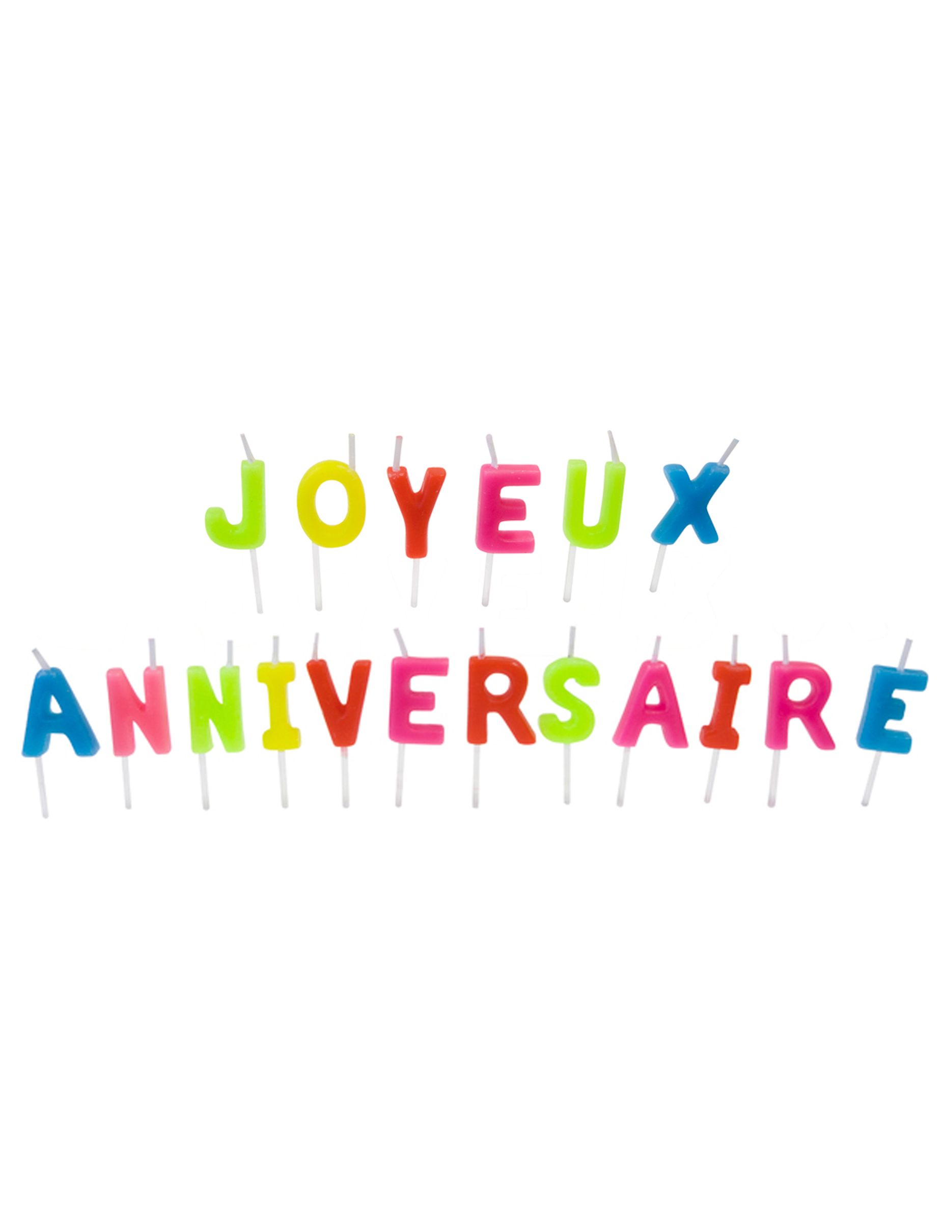 Bougies Joyeux anniversaire multicolores 4,5 cm