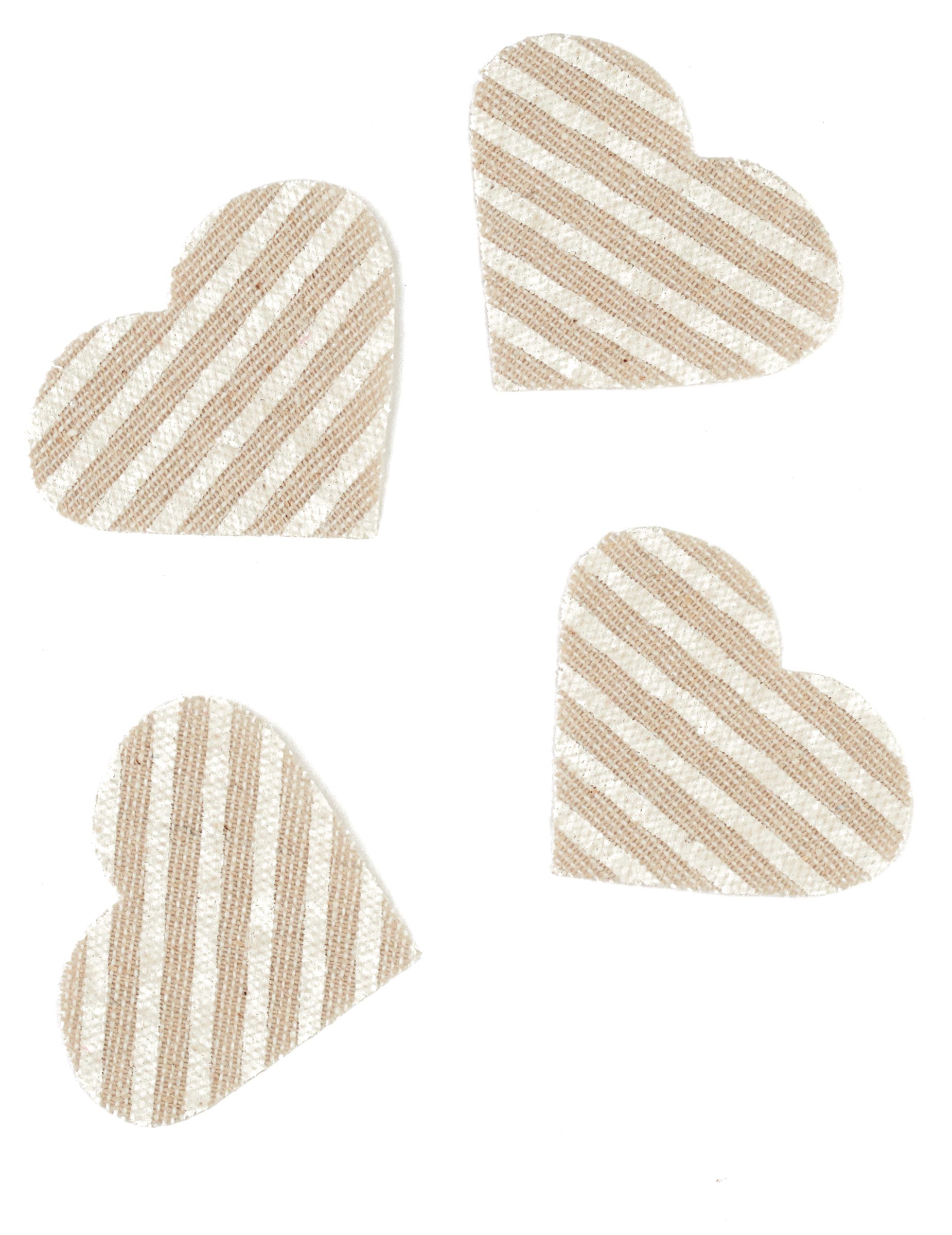 24 Confettis c ur en lin rayé 5,5 x 4 cm