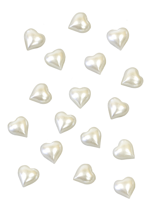 20 Mini-coeurs nacrés ivoire 1 cm