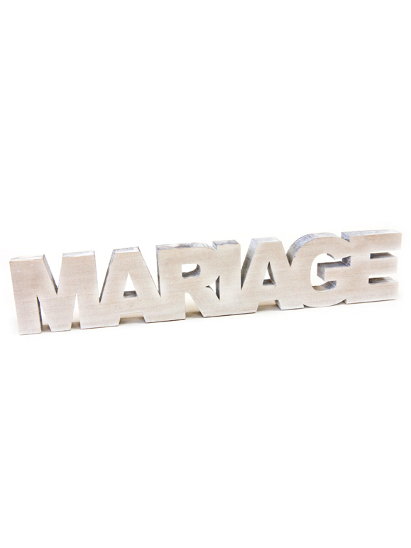 Lettres Mariage en bois blanchi 30 x 6 cm