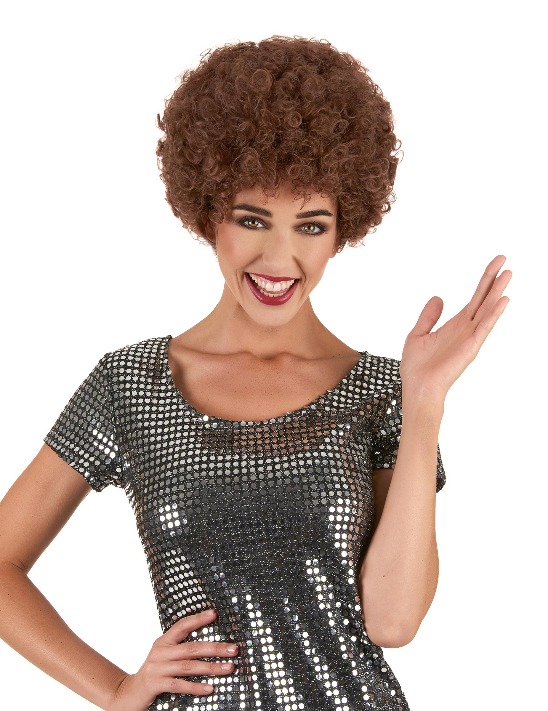 Perruque afro disco marron confort adulte