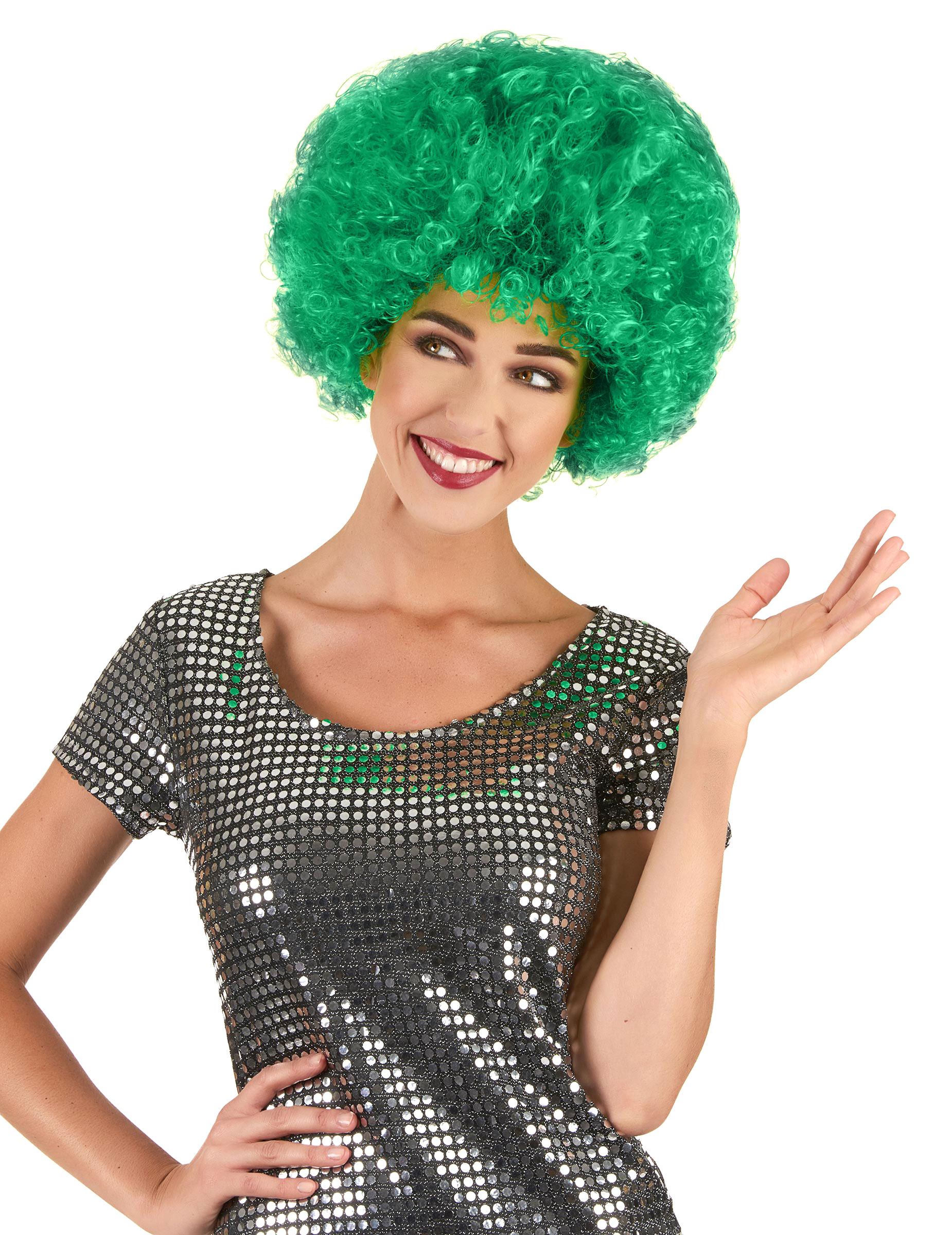 Perruque afro disco vert confort adulte