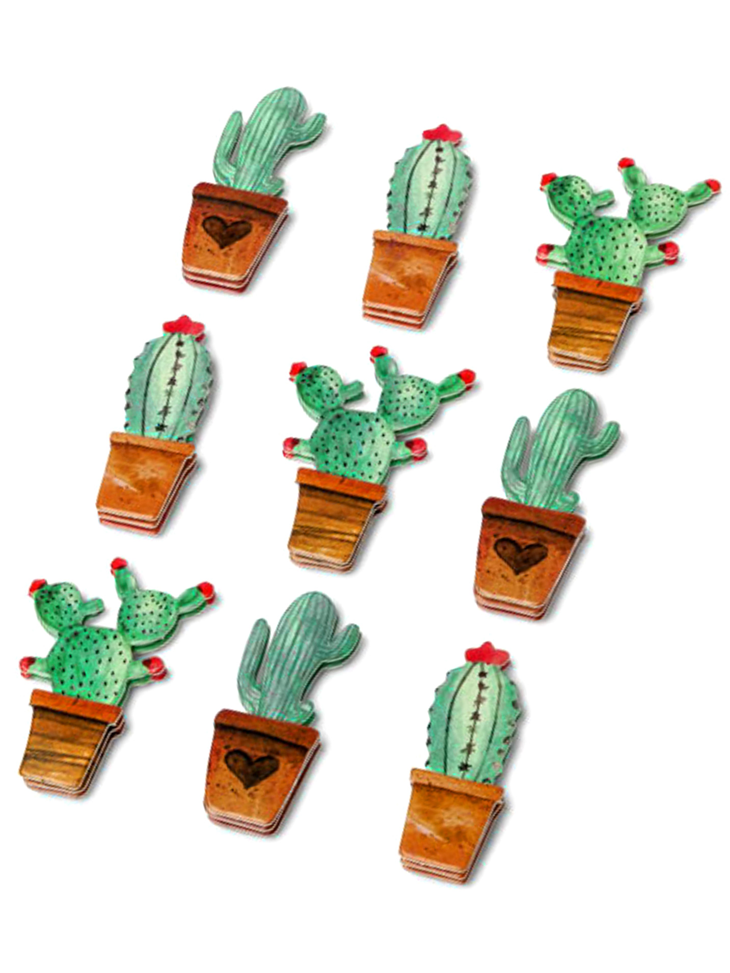 9 Stickers en papier cactus