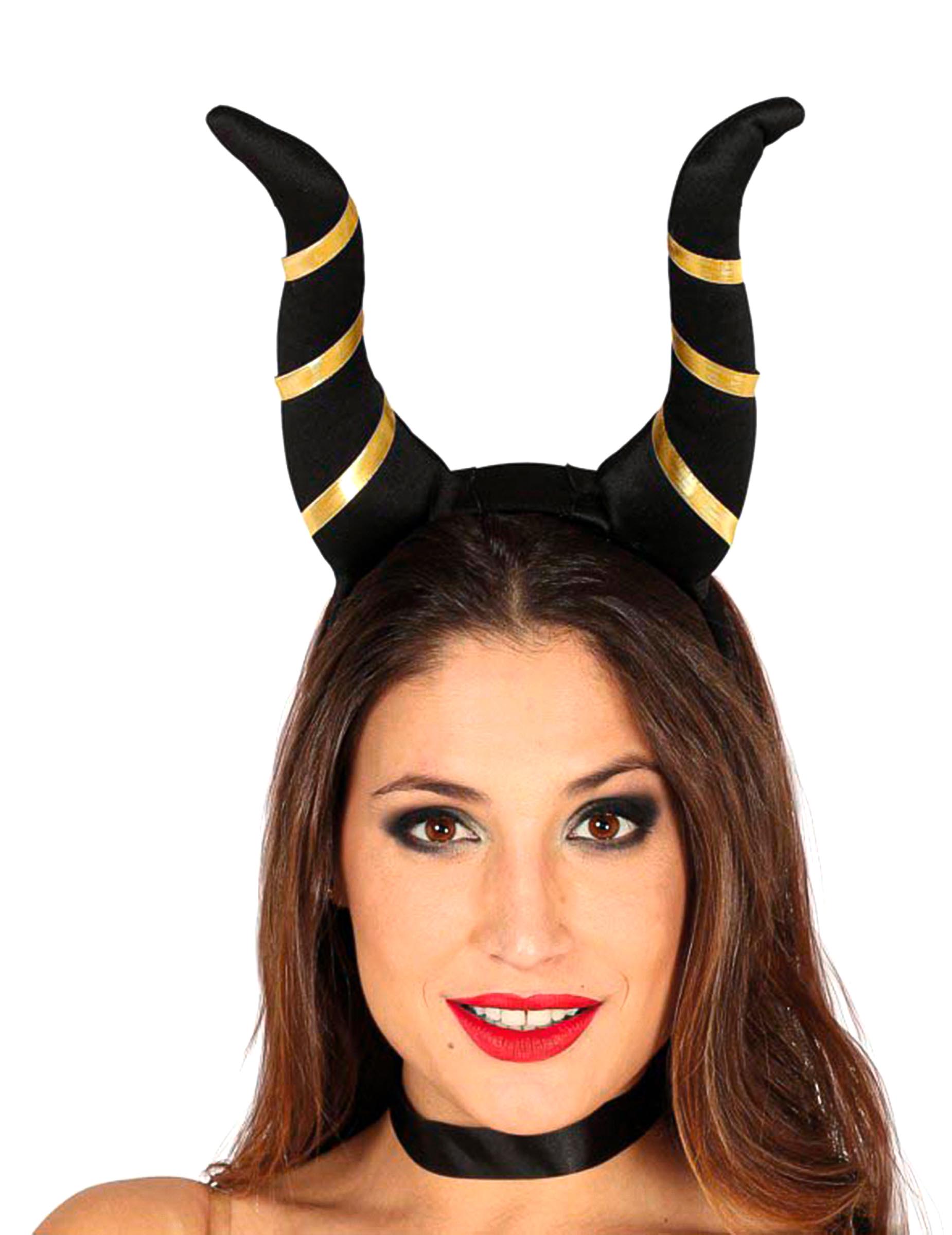 Cornes démoniaques noires femme Halloween