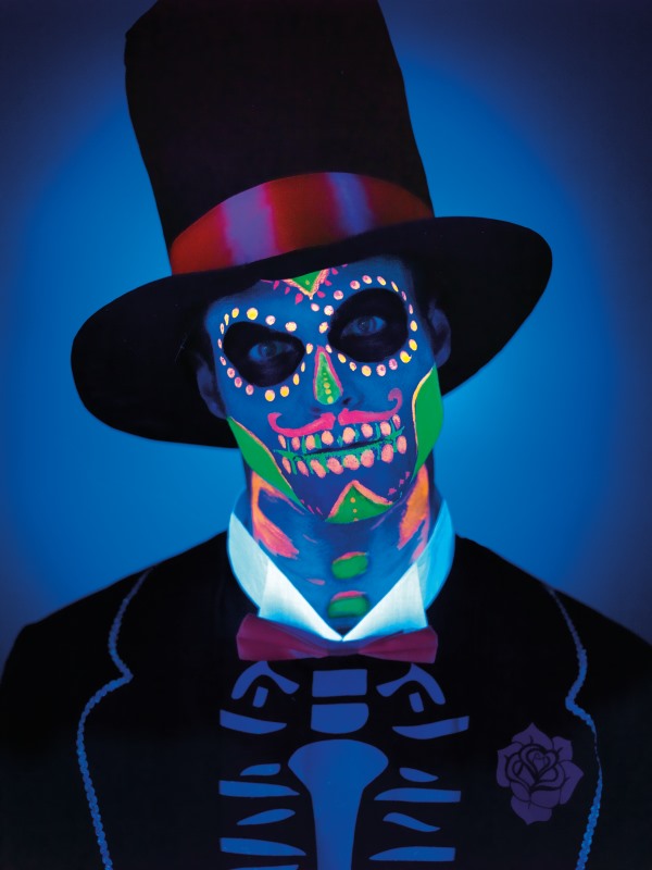 Maquillage latex squelette phosphorescent femme Dia de los muertos