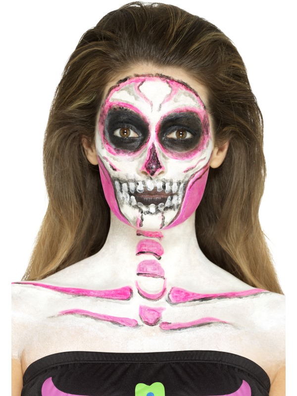Maquillage latex squelette phosphorescent femme Halloween