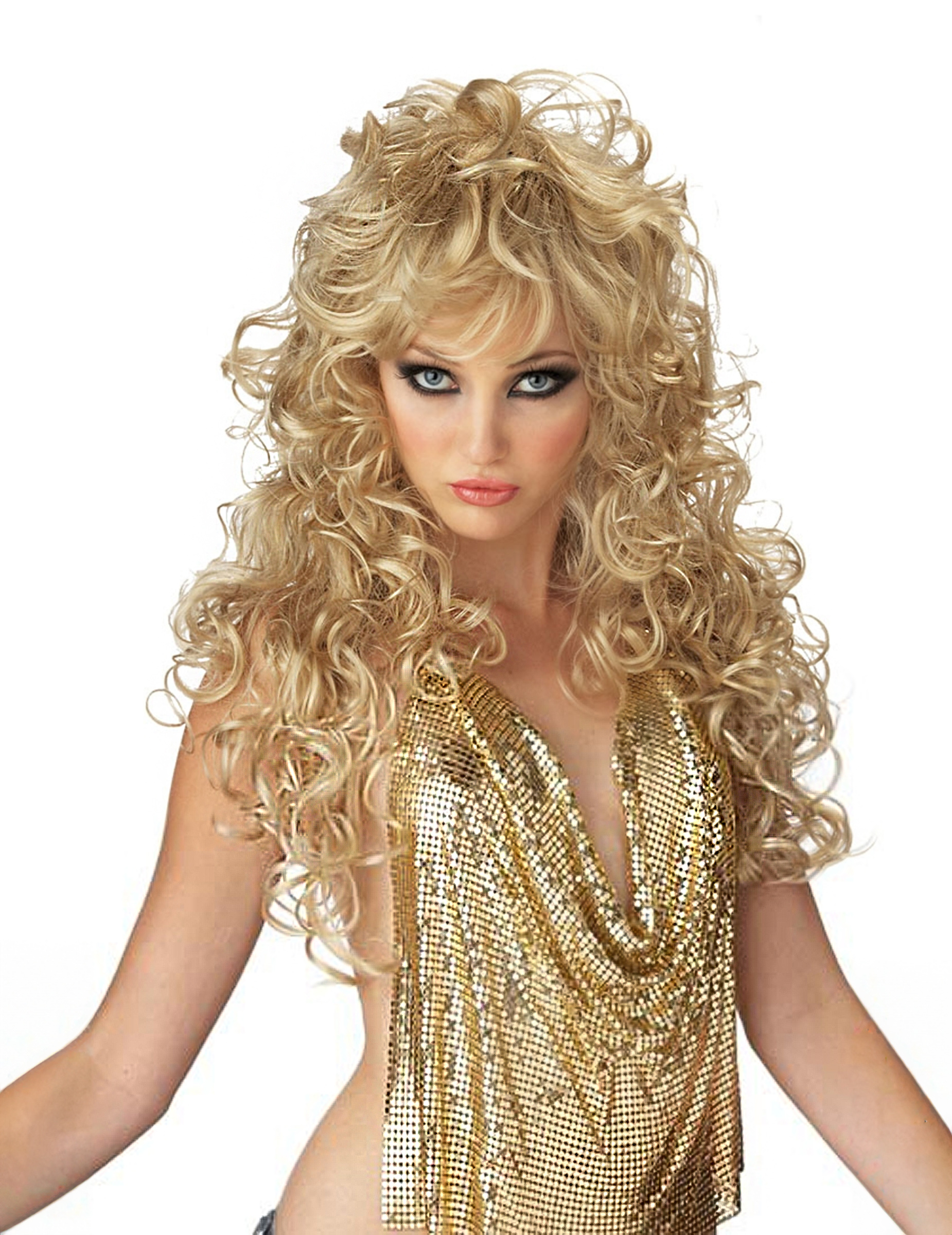Longue perruque femme blonde 80's